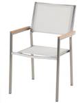 Chaise de salle à manger GROSSETO Chêne clair - Argenté - Blanc - Lot de 6