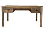 Bureau apothicaire bois 3 tiroirs CHALET Marron - En partie en bois massif - 136 x 76 x 65 cm