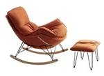 Relaxstuhl Holz Sessel mit Hocker Orange