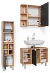 Badmöbelset Fynn 3er Set Dunkelgrau - Holz - 80 x 130 x 32 cm