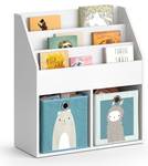 Bücherregal „Luigi“ Weiß mit 2 Faltboxen Hellblau