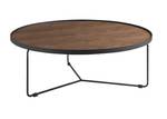 Table basse ronde en bois  et acier noir Noir - Marron - Bois/Imitation - En partie en bois massif - 100 x 35 x 100 cm