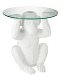 Table singe Résine/verre blanc 45cm Blanc - Matière plastique - 39 x 58 x 49 cm