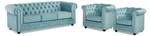 Couchgarnitur CHESTERFIELD 3er-Set Hellblau