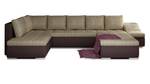 Ecksofa GIOVAN Beige - Braun - Ecke davorstehend rechts - Schlaffunktion davorstehend rechts