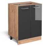 Meuble bas de cuisine R-Line 37116 Anthracite brillant - Imitation chêne truffier de sonoma