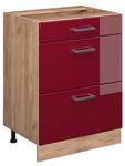 Küchenschrank R-Line 45959 Hochglanz Bordeaux - Sonoma Eiche Trüffel Dekor - 60 x 82 x 60 cm