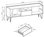 Meuble tv HARMONY RTV144 2D1D Noir - Bois manufacturé - Matière plastique - 144 x 55 x 37 cm