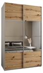 Armoire Lux 4 Imitation chêne - Argenté - Blanc - Largeur : 160 cm