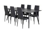 Essgruppe Sleek (7-teilig) Schwarz - Massivholz - 95 x 75 x 195 cm