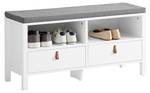 Banc à Chaussures FSR106-W Blanc - Bois manufacturé - 90 x 46 x 30 cm