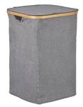 Wäschekorb mit Deckel quadratisch Braun - Grau - Bambus - Textil - 34 x 51 x 34 cm