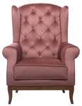 Sessel mit Hocker WINDSOR Chesterfield Pink - Massivholz - 85 x 110 x 80 cm