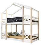 Lit maison pour enfants Hemera Ⅲ Noir - Blanc - Bois manufacturé - Métal - Bois massif - Bois/Imitation - 96 x 205 x 207 cm