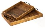 Holztablett 2er Serviertablett Braun - Massivholz - 46 x 8 x 31 cm