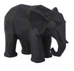 Statue Origami Eléphant Noir - Matière plastique - 15 x 21 x 28 cm