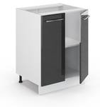 Meuble bas de cuisine Fame-Line 33500 Anthracite brillant - Blanc