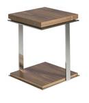 Table d'angle en bois de noyer et acier Marron - Métal - Bois massif - Bois/Imitation - 45 x 55 x 45 cm