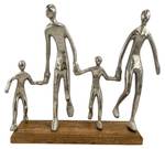 Harmonische Familienskulptur Silber - Metall - Massivholz - 38 x 31 x 7 cm