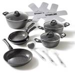 Kochgeschirr Set CERAMIC 14-teilig Grau - Metall - 38 x 37 x 37 cm