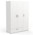 Armoire 3 portes 1 tiroir et penderie Blanc - Bois manufacturé - 52 x 186 x 135 cm