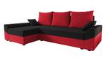 Ecksofa DENVI Schwarz - Rot - Ecke davorstehend links