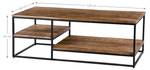 Table basse 120x60cm nature/noir Noir - Marron - Métal - Bois massif - 60 x 42 x 120 cm