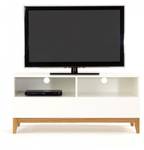 Meuble TV design scandinave Wide blanc Blanc - En partie en bois massif - 120 x 55 x 48 cm