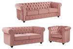 Ensemble canapé fauteuil  CHESTERFIELD Rose clair