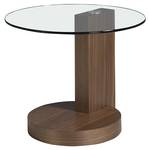 Table d'angle en bois de noyer et verre Marron - Verre - Bois massif - Bois/Imitation - 60 x 48 x 60 cm