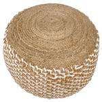 Pouf Hocker Jute rund Braun - Weiß - Naturfaser - 45 x 35 x 45 cm