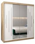 Armoire à portes coulissantes york 1 Imitation chêne de Sonoma - Blanc - Largeur : 180 cm - 2 porte