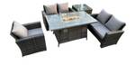 Gartenlounge Set Esstisch G(5er-Set) Grau - Polyrattan - 80 x 70 x 140 cm