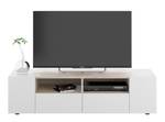 Meuble TV Tamiko Blanc - Bois manufacturé - Matière plastique - 42 x 36 x 138 cm