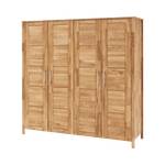 Armoire 4 portes Charly Marron - Bois massif - 205 x 202 x 61 cm