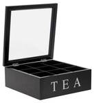 Teebox TEA, 9 Fächer, Teeaufbewahrung Schwarz