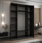 Armoire Lux 4 Noir - Imitation chêne - Argenté - Largeur : 180 cm