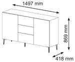 Sideboard RAVENNA B SB150 2D3D Schwarz - Weiß