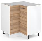 Eckunterschrank R-Line 87cm Sonoma/Wei Braun - Weiß