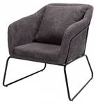 Fauteuil en tissu velours cotelé Gris - Textile - 78 x 79 x 76 cm