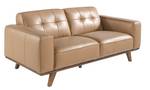 Leder sandfarbenem 2-Sitzer-Sofa aus