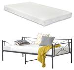 Cadre de Lit Alvesta Métal avec Matelas Gris