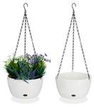 2x Pots de fleurs suspendus taille L Noir - Blanc - Métal - Matière plastique - 24 x 60 x 24 cm