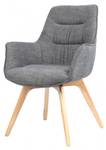 Fauteuil gris tissu chiné pieds bois Gris - Textile - 63 x 87 x 56 cm