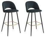 Tabouret de bar FINCHY Lot de 2 Noir - Textile - 50 x 100 x 48 cm