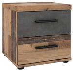 Table de chevet bois vintage béton gris Marron - En partie en bois massif - 38 x 35 x 39 cm
