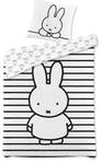 Bettwäsche Miffy, süßer Hase, gestreift Schwarz - Weiß - Textil - 135 x 200 x 1 cm