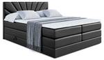 Boxspringbett MILTIO KING Hochglanz Schwarz - Breite: 140 cm