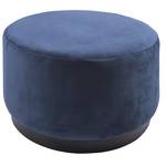 Pouf rond en velours (L) bleu denim Bleu - Textile - 50 x 30 x 50 cm