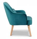 Fauteuil scandinave - LOUKIA Bleu - En partie en bois massif - 70 x 82 x 70 cm